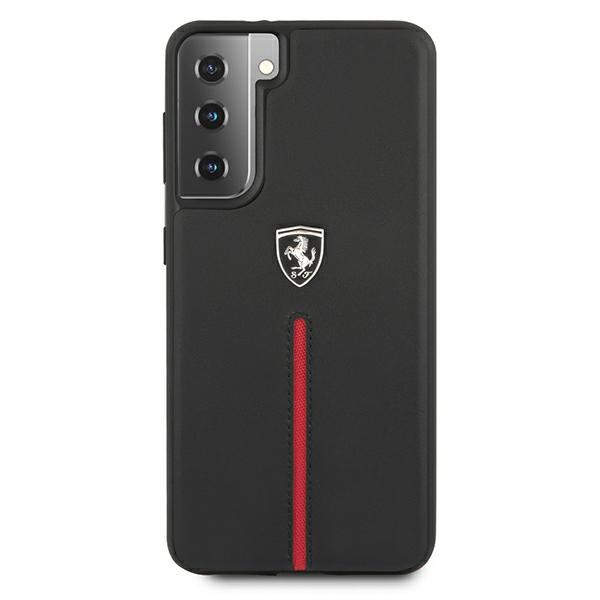 Ferrari dėklas Samsung Galaxy S21 – juodas, odinis