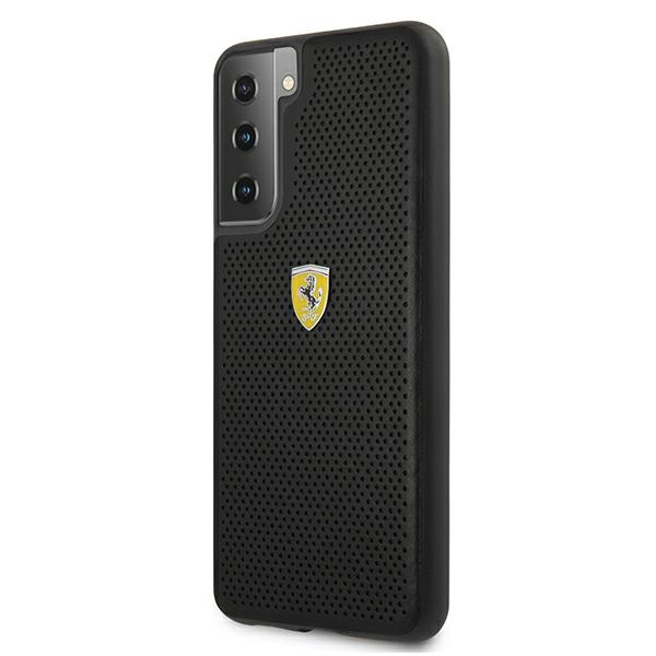 Ferrari dėklas Samsung Galaxy S21 – juodas, perforuota oda