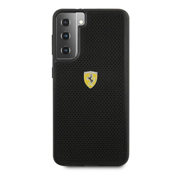 Ferrari dėklas Samsung Galaxy S21 – juodas, perforuota oda