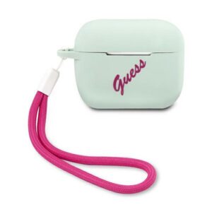 Guess silikoninis dėklas AirPods Pro – mėlyna/fuksija