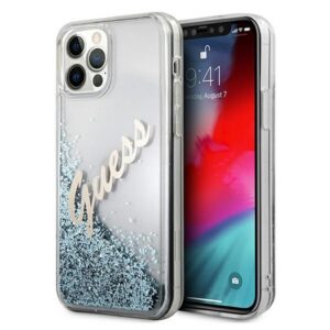 Guess skaidrus dėklas iPhone 12 Pro Max – mėlynas