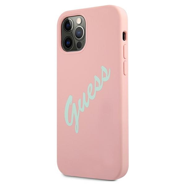 Guess silikoninis dėklas iPhone 12 Pro Max – rožinis/žalias