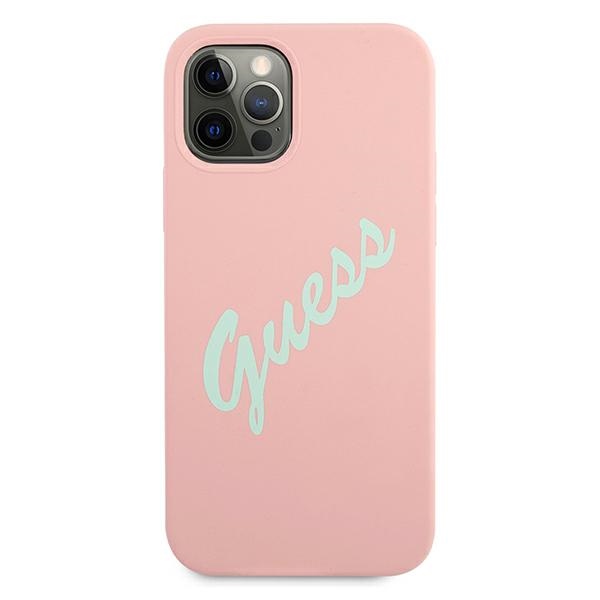 Guess silikoninis dėklas iPhone 12 Pro Max – rožinis/žalias