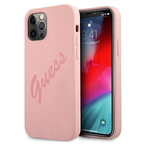 Guess silikoninis dėklas iPhone 12 Pro Max – rožinis
