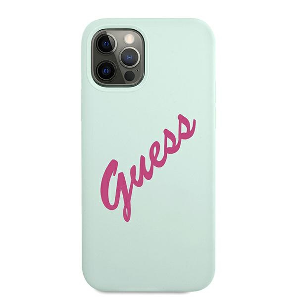 Guess silikoninis dėklas iPhone 12/12 Pro – fuksija/mėlyna