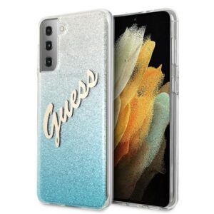 Guess dėklas Galaxy S21+ – mėlynas Glitter Gradient