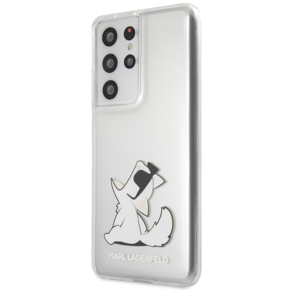 Karl Lagerfeld Choupette Fun dėklas Galaxy S21 Ultra – skaidrus