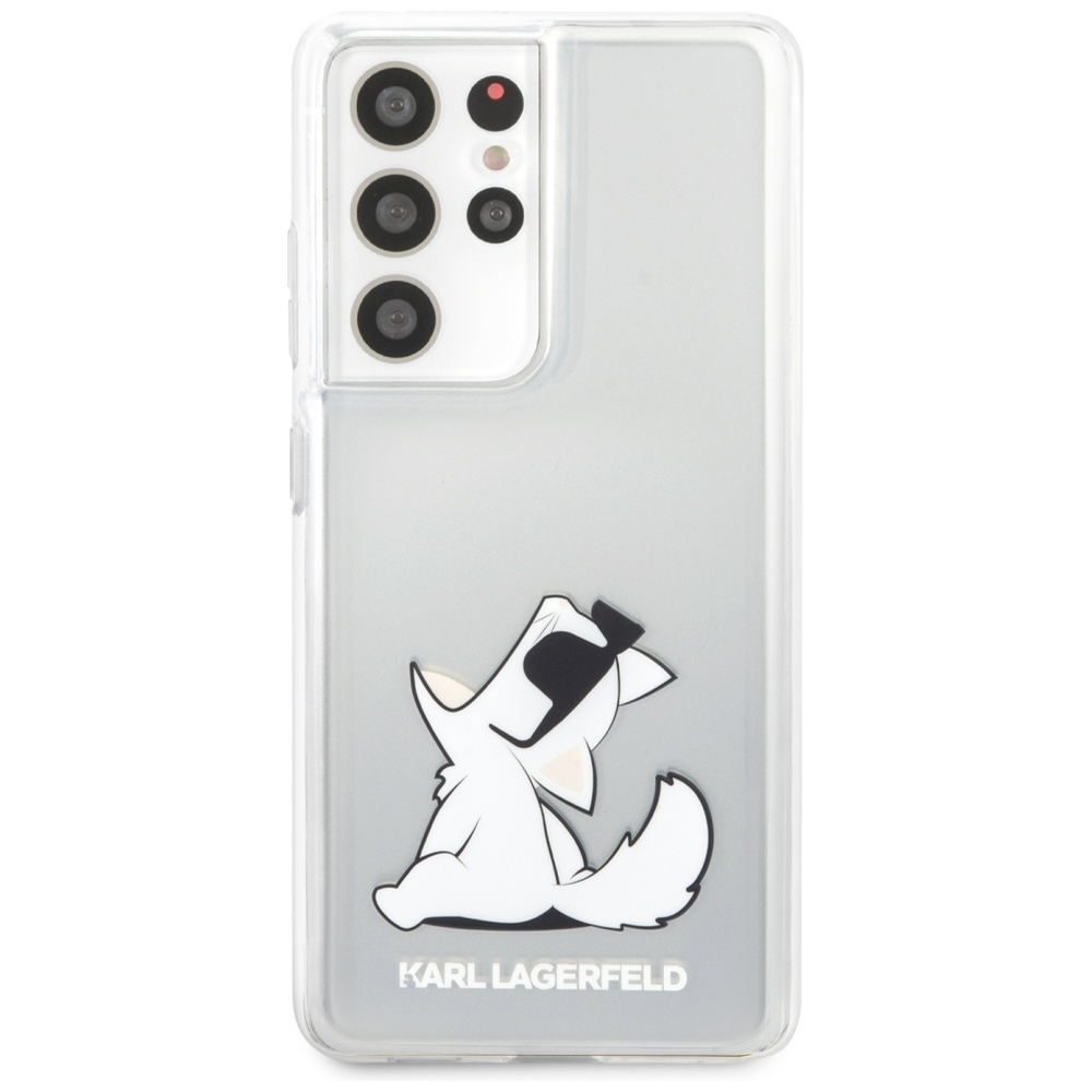 Karl Lagerfeld Choupette Fun dėklas Galaxy S21 Ultra – skaidrus