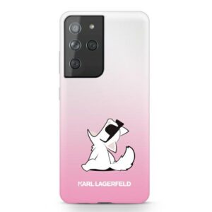 Karl Lagerfeld Choupette Fun dėklas Samsung S21 Ultra – rožinis