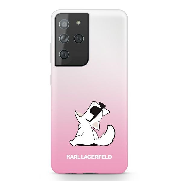 Karl Lagerfeld Choupette Fun dėklas Samsung S21 Ultra – rožinis