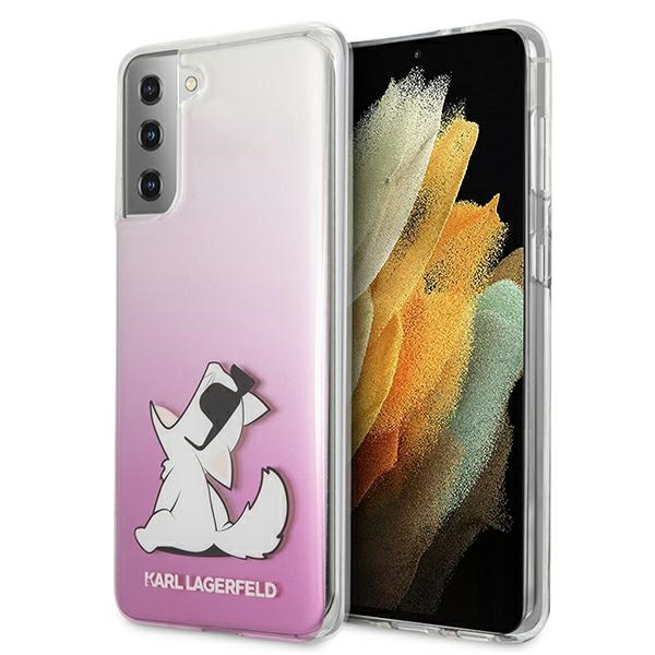 Karl Lagerfeld Choupette Fun dėklas Samsung Galaxy S21+ – rožinis