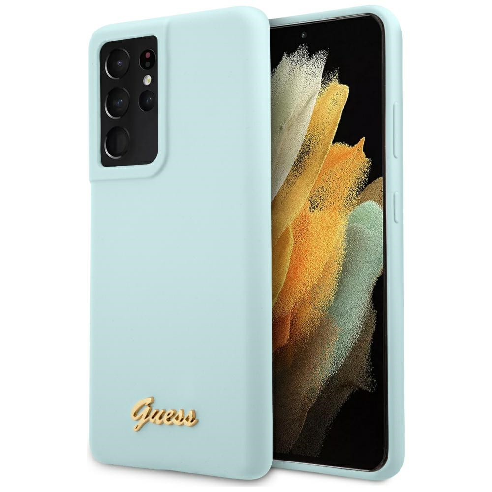 Guess silikoninis dėklas Galaxy S21 Ultra – mėlynas