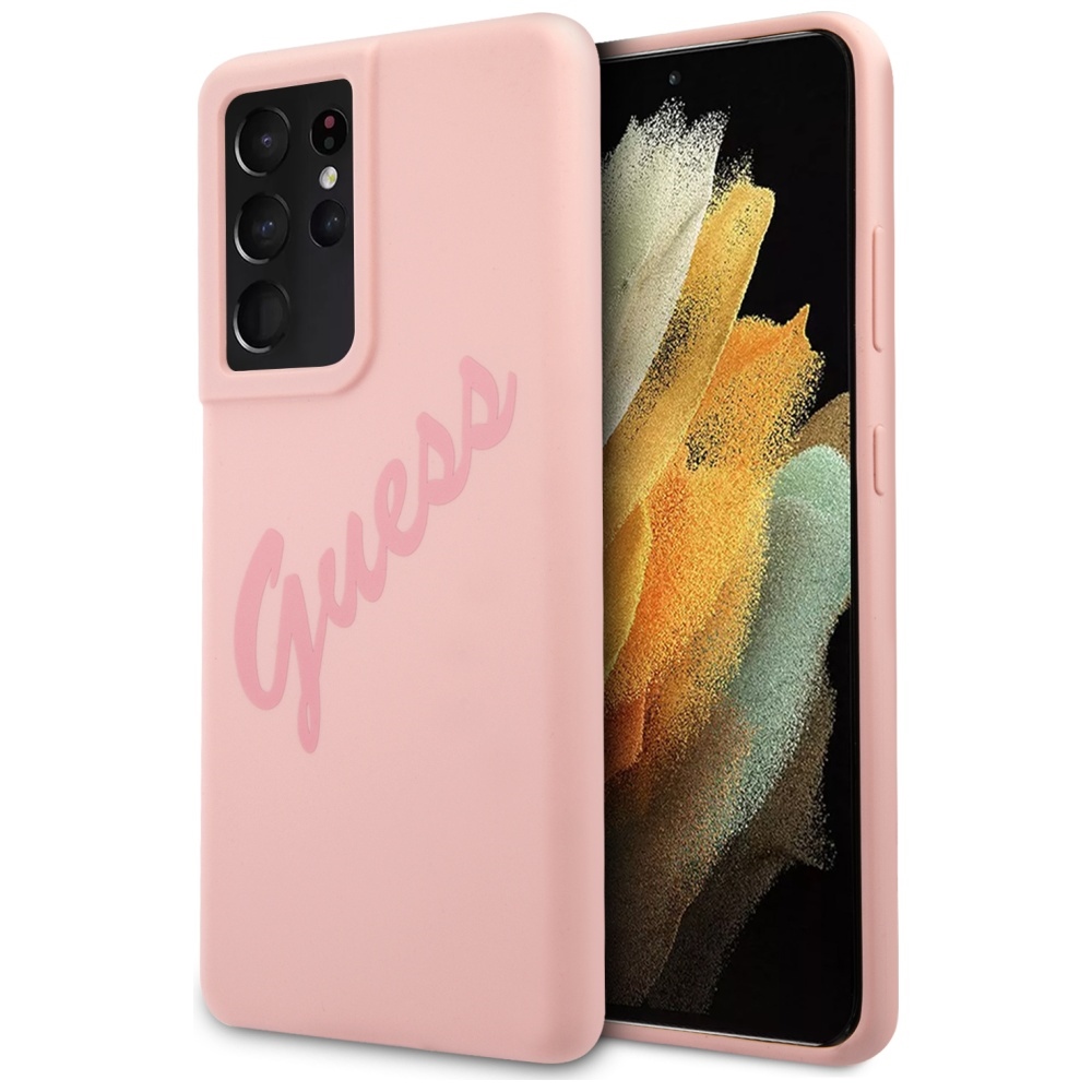 Guess silikoninis dėklas Galaxy S21 Ultra – rožinis