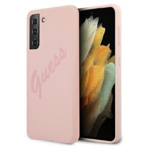 Guess Silicone Vintage dėklas Galaxy S21+ – rožinis