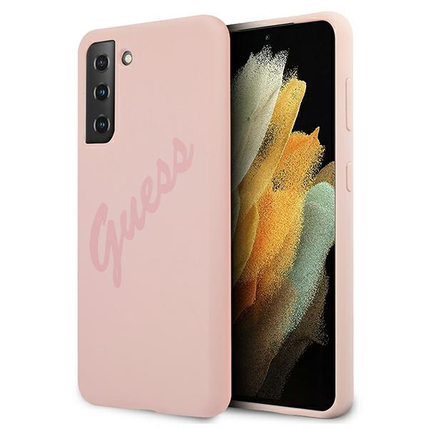 Guess Silicone Vintage dėklas Galaxy S21+ – rožinis