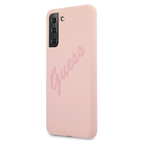 Guess Silicone Vintage dėklas Galaxy S21+ – rožinis