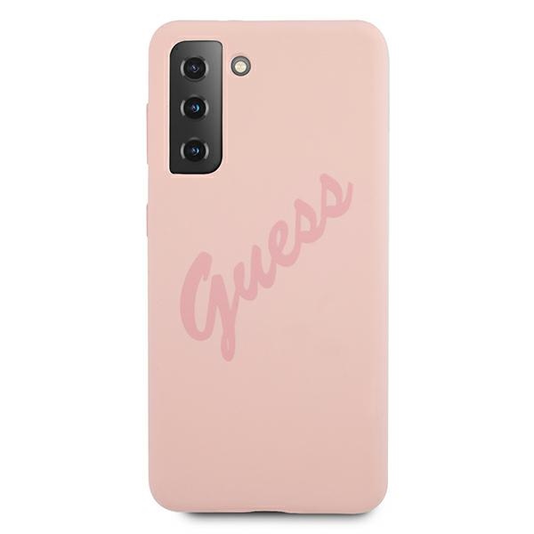 Guess Silicone Vintage dėklas Galaxy S21+ – rožinis