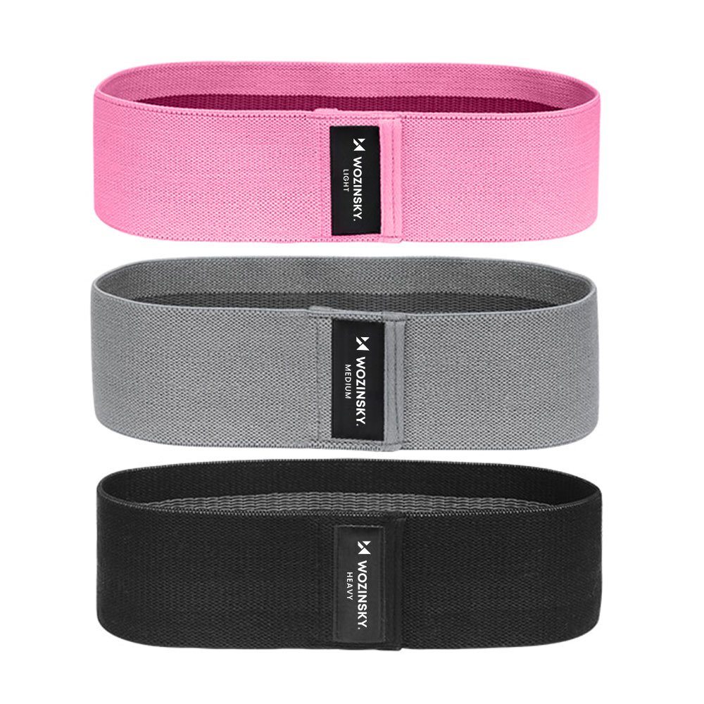 Wozinsky audinės pratimų juostos - 3 pasipriešinimo juostų rinkinys pratimams, jogai, fitnesiui, CrossFit (WFB-01)