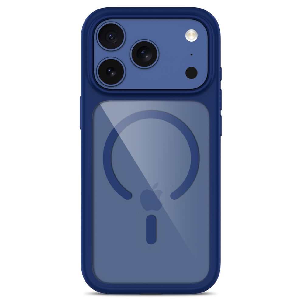 Dėklas Tech-Protect MagOne MagSafe CC + apsauginis stiklas (2 vnt.) iPhone 17 Pro Max / 18 Pro Max, tamsiai mėlynas/skaidrus