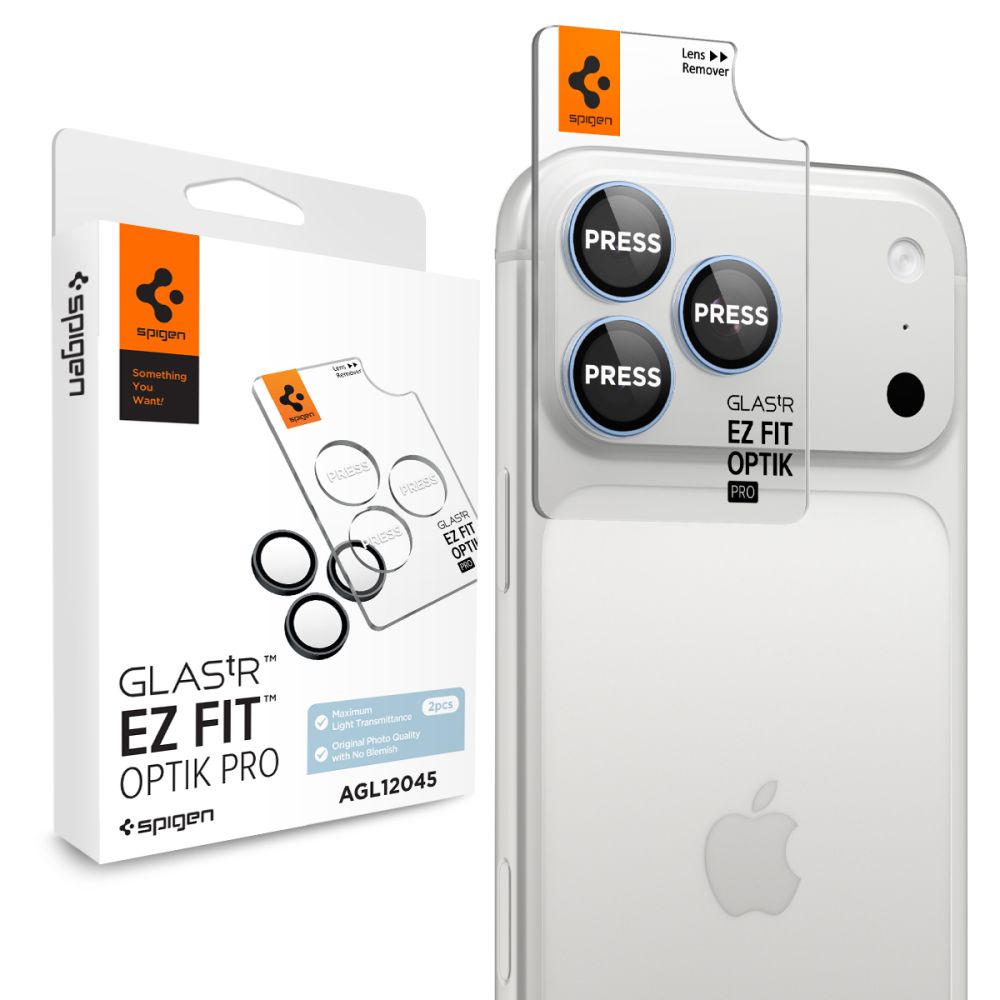 Kameros apsauginis stiklas Spigen Optik Pro Glas.tR EZ Fit iPhone 18 Pro / 18 Pro Max 2 vnt., šviesiai mėlynas