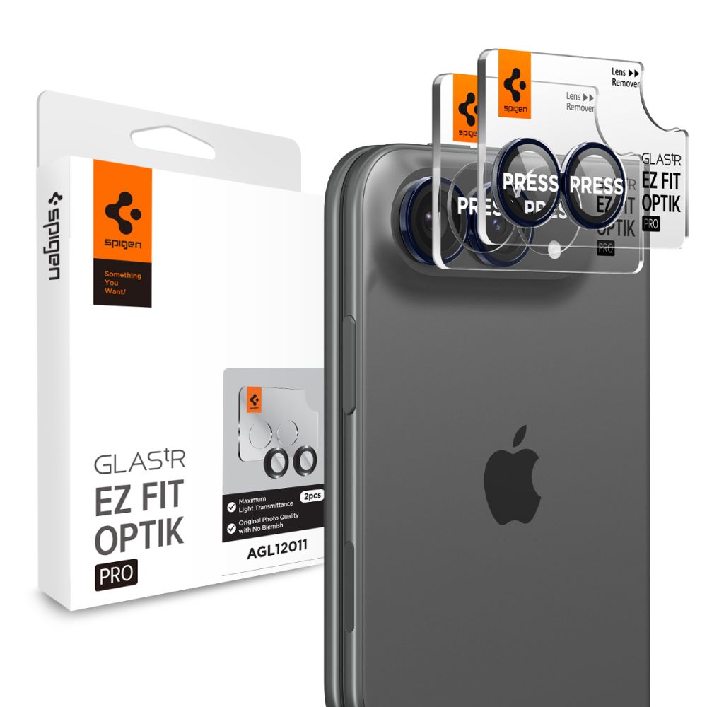 Kameros apsauginis stiklas Spigen Optik Pro Glas.tR EZ Fit iPhone Duo, 2 vnt., tamsiai mėlynas