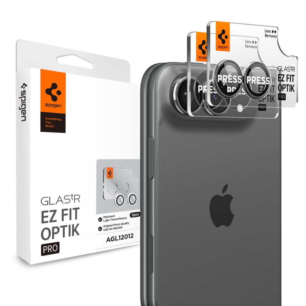 Kameros apsauginis stiklas Spigen Optik Pro Glas.tR EZ Fit iPhone Duo, 2 vnt., baltas