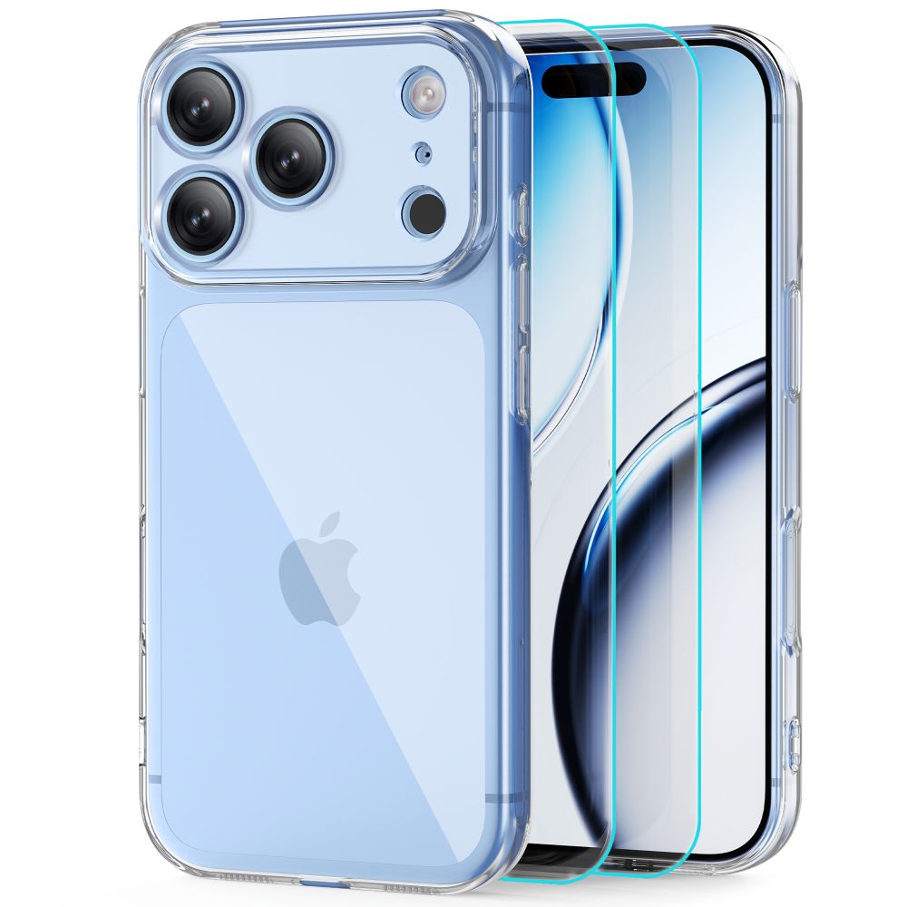 Dėklas Tech-Protect FlexAir + apsauginis stiklas iPhone 17 Pro / 18 Pro, 2 vnt., skaidrus
