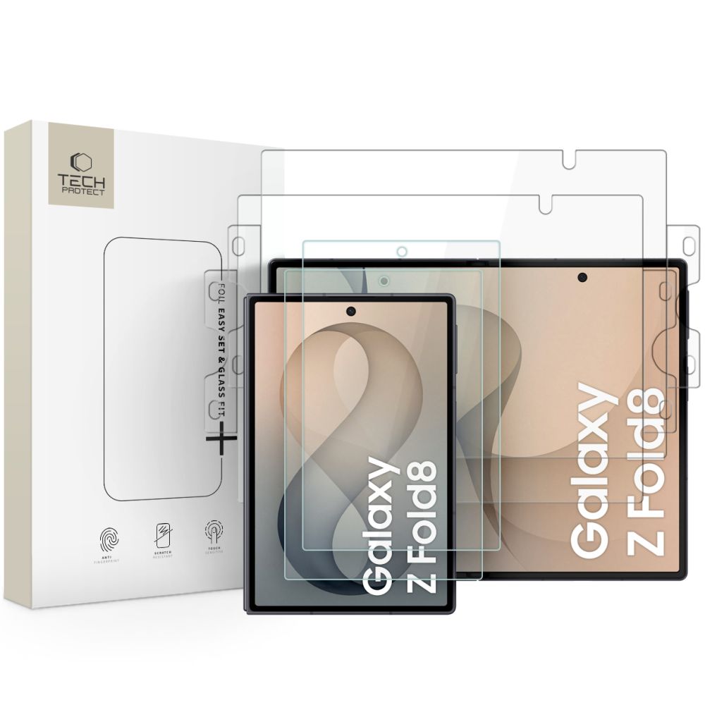 Apsauginis stiklo ir plėvelės rinkinys Tech-Protect Easy Set Foil & Glass Fit+ 4in1 Galaxy Z Fold 8, skaidrus