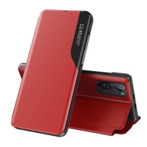 Eco Leather View dėklas Xiaomi Redmi K40 / Poco F3 – raudonas