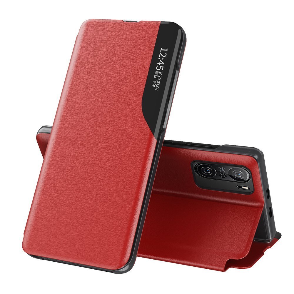 Eco Leather View dėklas Xiaomi Redmi K40 / Poco F3 – raudonas