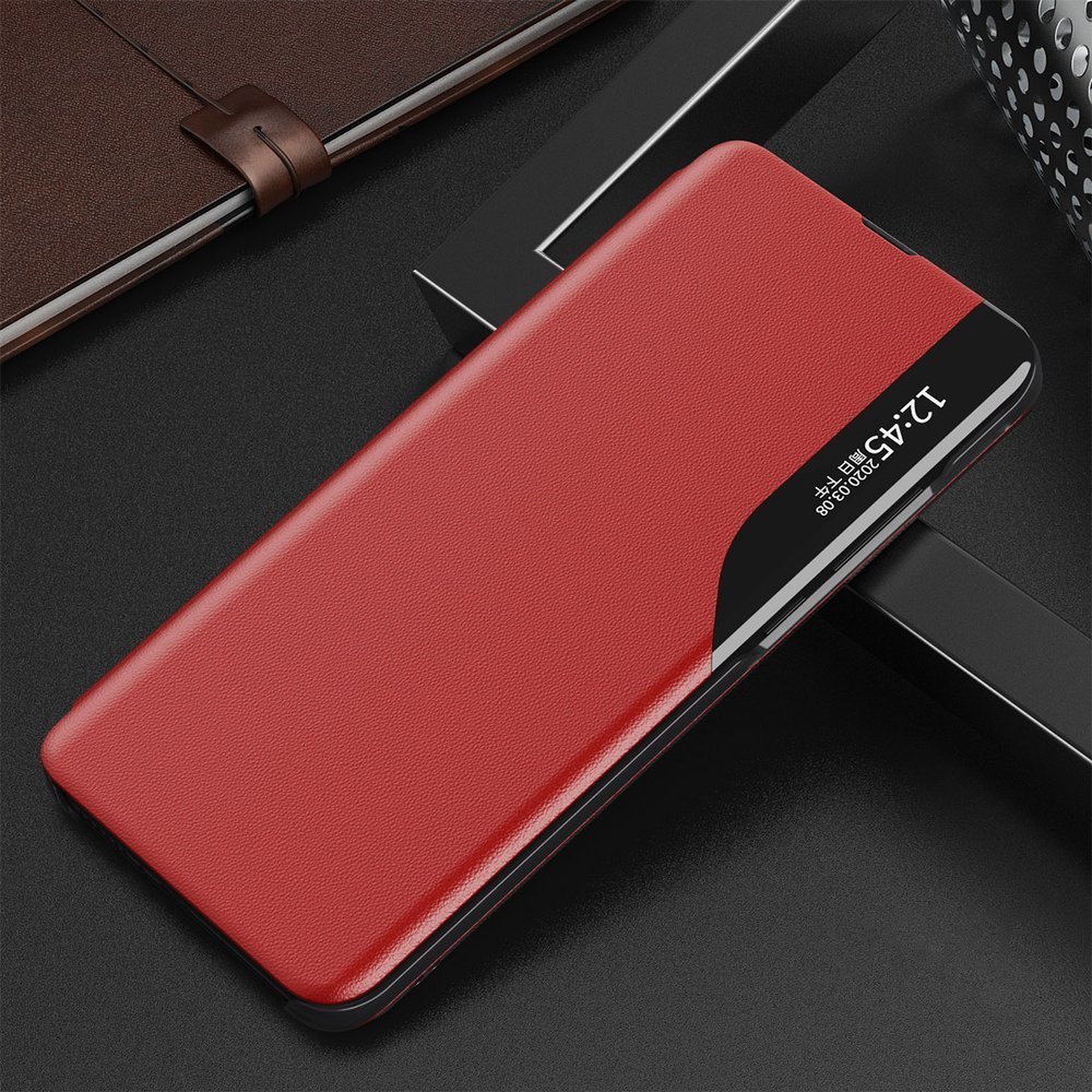 Eco Leather View dėklas Xiaomi Redmi K40 / Poco F3 – raudonas