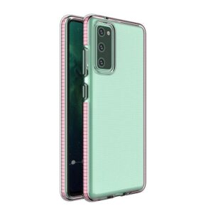 Skaidrus TPU dėklas Samsung Galaxy A72 4G – rožinis rėmelis