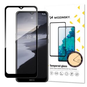 Wozinsky Tempered Glass Full Glue Super Tough Screen Protector Full Coveraged su Frame Case Friendly, skirtas Nokia 2.4 black