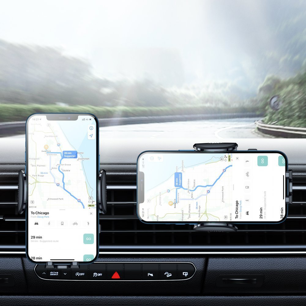 Joyroom automobilinis laikiklis JR-ZS259 su spaustuku oro angai, juodas