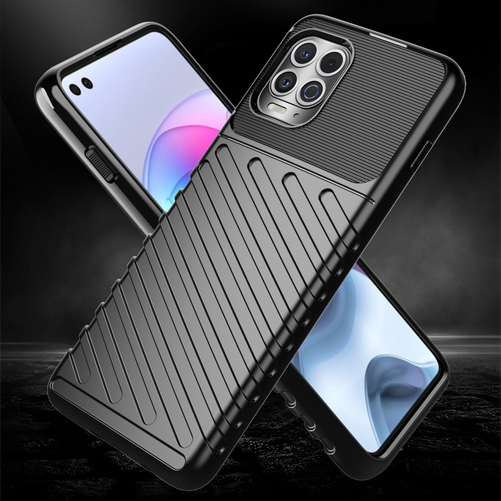 Thunder Case Flexible Tough Rugged Cover TPU Case, skirta Motorola Moto G100 / Edge S black