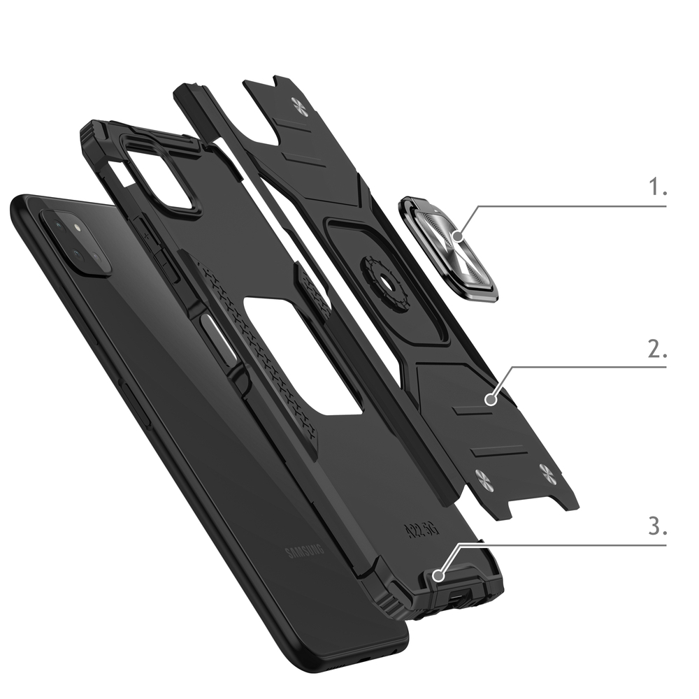 Wozinsky Ring Armor dėklas Samsung Galaxy A22 4G – juodas
