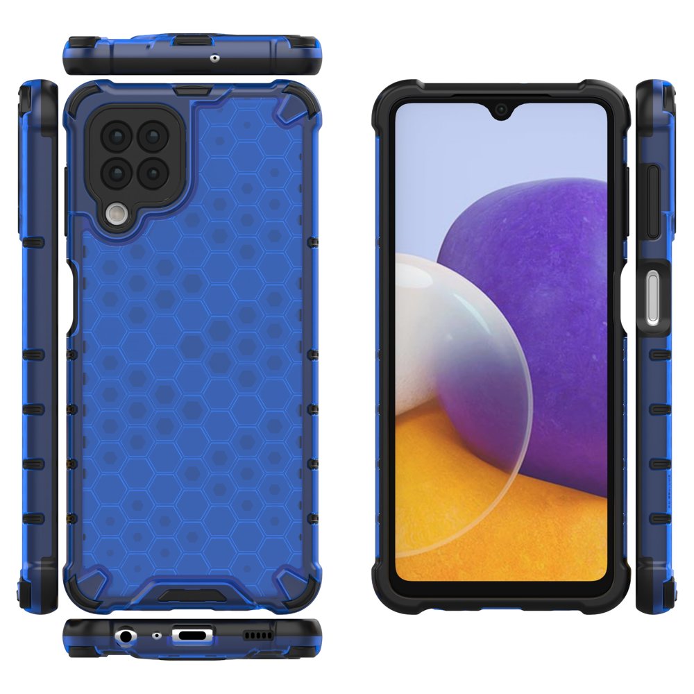 Korėto rašto dėklas Samsung Galaxy A22 4G – mėlynas