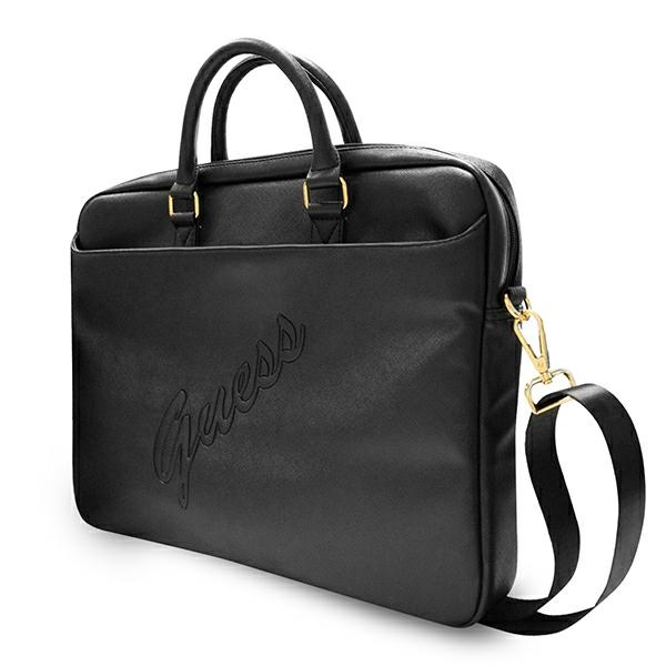 Guess Saffiano Script krepšys 16" nešiojamajam kompiuteriui - juodas