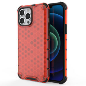 Honeycomb dėklas su TPU rėmeliu iPhone 13 Pro Max – raudonas
