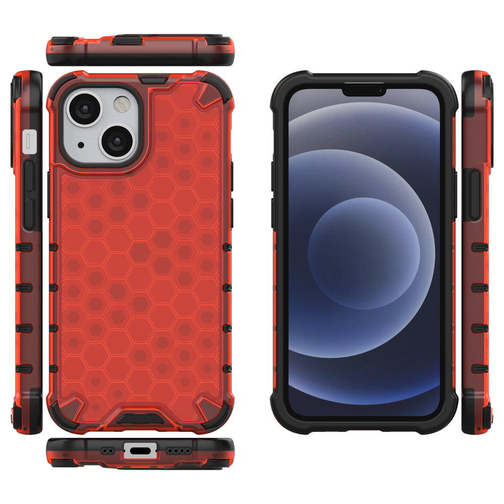 Apsauginis Honeycomb dėklas iPhone 13 mini – raudonas