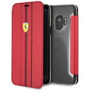 Ferrari odinis atverčiamas dėklas Samsung S9 – raudonas
