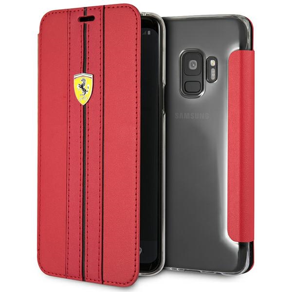Ferrari odinis atverčiamas dėklas Samsung S9 – raudonas