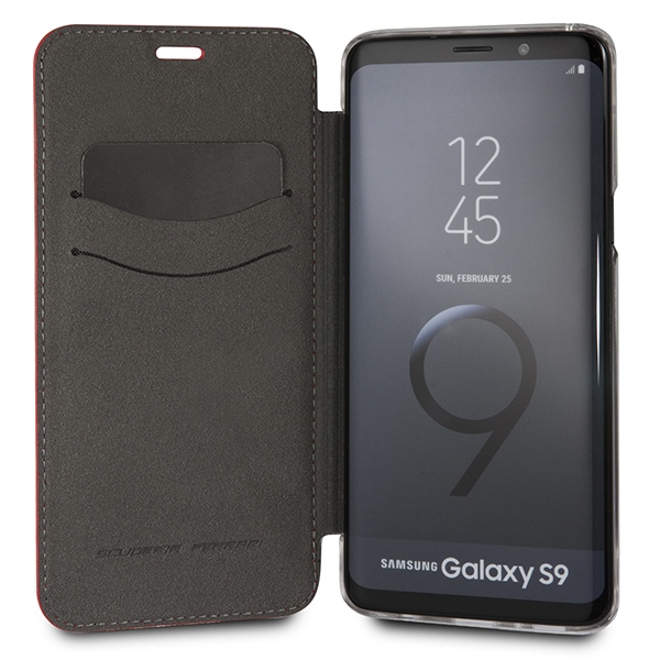 Ferrari odinis atverčiamas dėklas Samsung S9 – raudonas