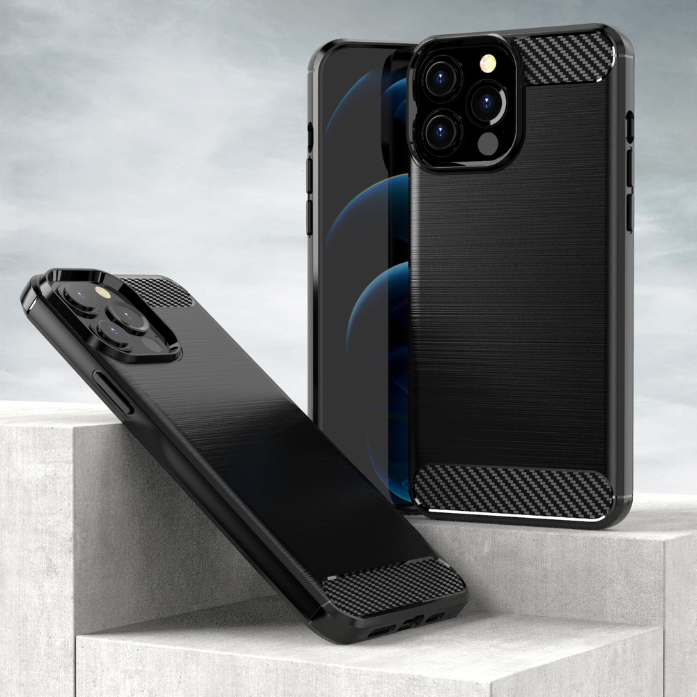 Carbon Case TPU dėklas iPhone 13 Pro Max – juodas