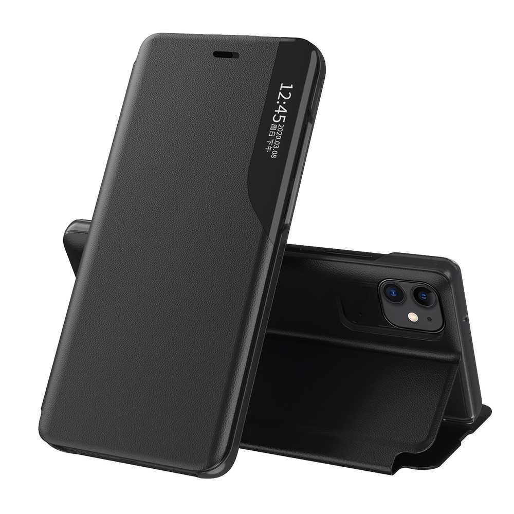 Eco Leather View dėklas iPhone 13 Pro Max – juodas