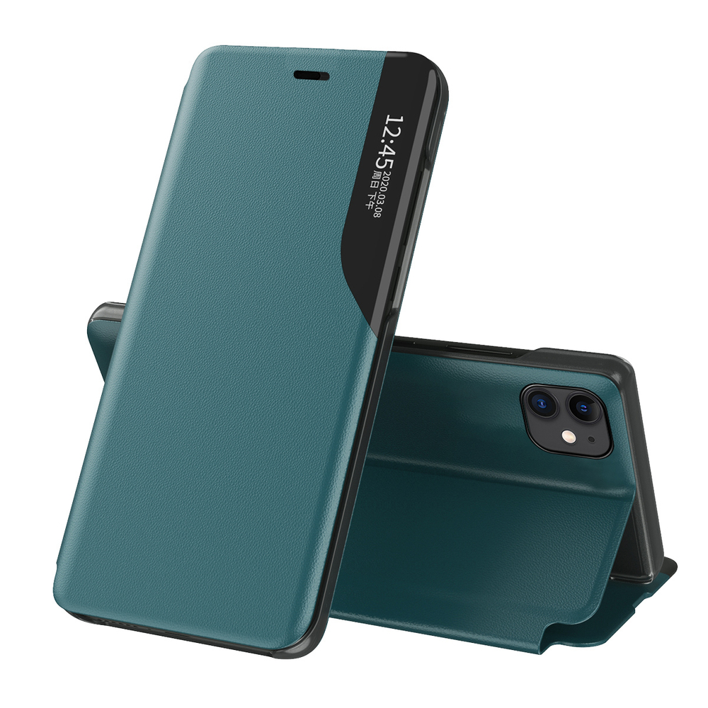 Eco Leather View dėklas iPhone 13 Pro Max – žalias