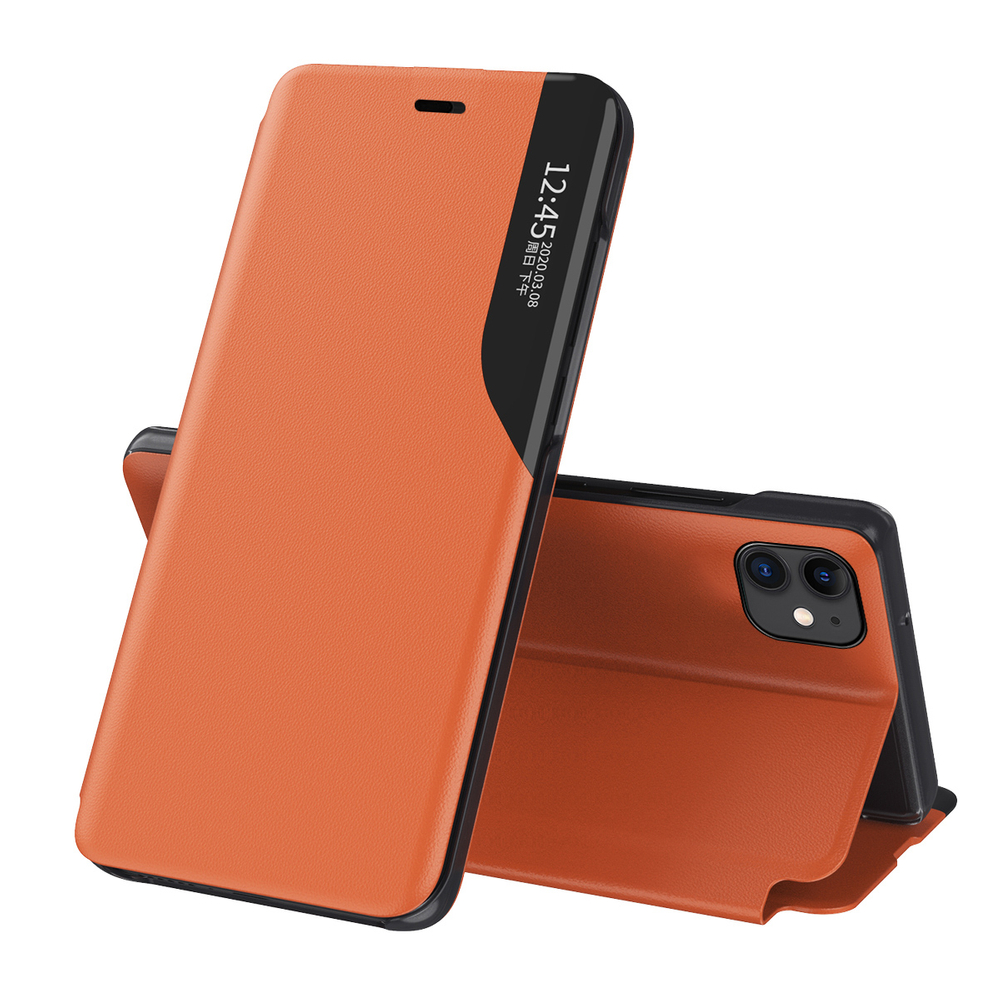 Eco Leather View Case dėklas iPhone 13 Pro – oranžinis