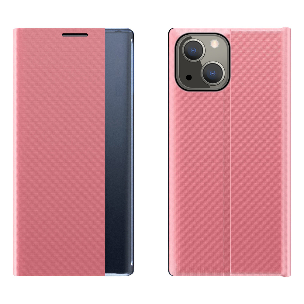 Atverčiamas dėklas su langu iPhone 13 mini – rožinis
