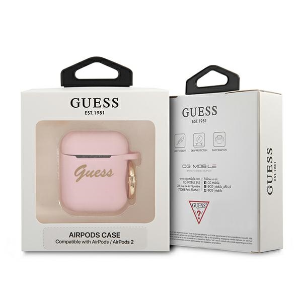 Guess silikoninis dėklas AirPods 1/2 – rožinis