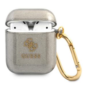 Guess AirPods 1/2 dėklas – juodas, Glitter